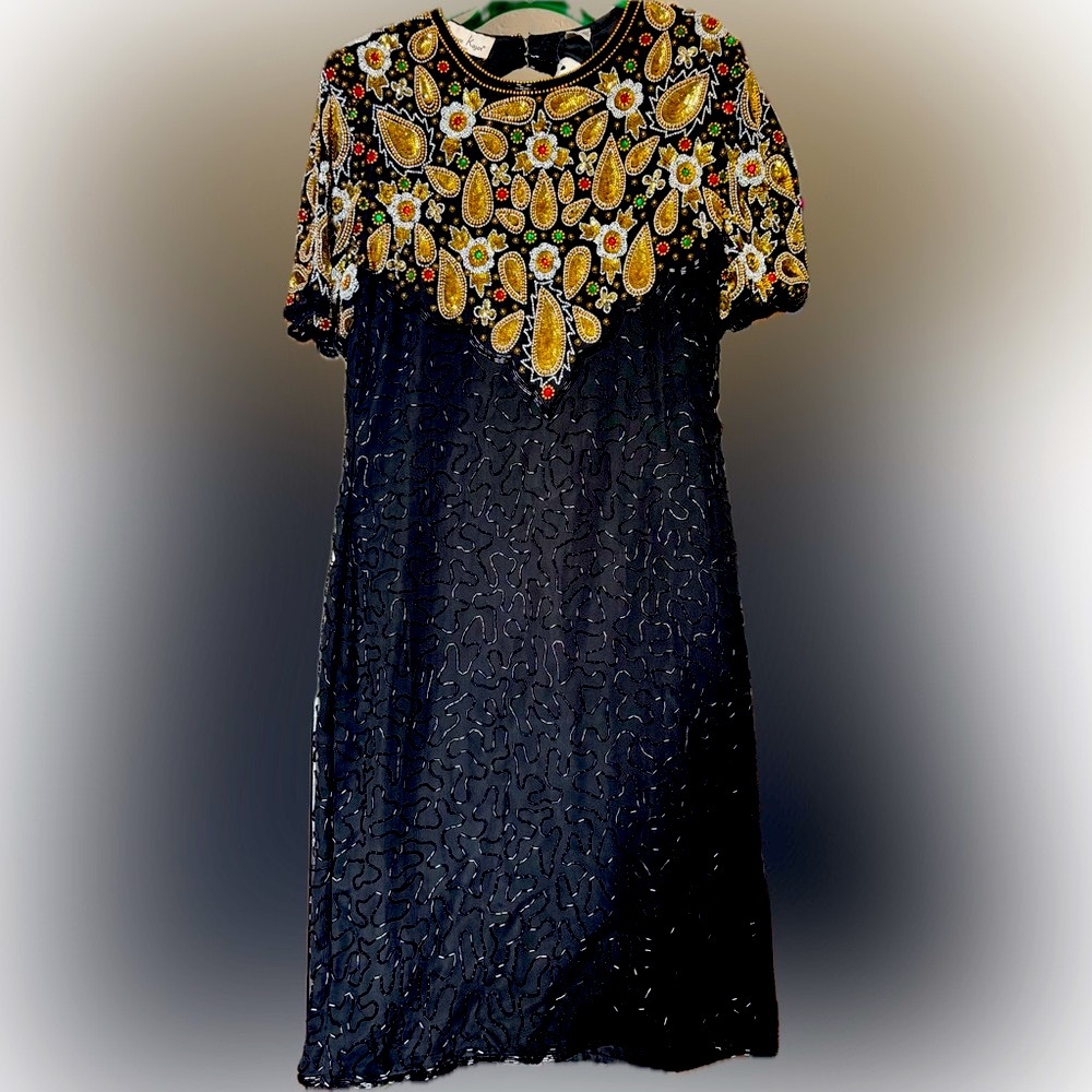 Deadstock vintage Kaufmann’s Dept. store Laurence Kazar Beaded Party Dress NWT